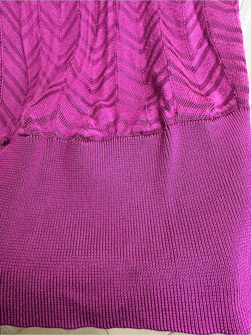 White House Black Market Chevron Knit Top in Magenta Size XS 3/4 Dolman Sleeves - Picture 5 of 13